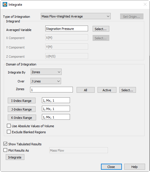 cfda mass flow weighted integration