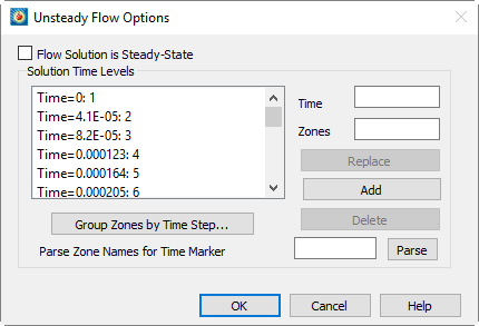 unsteady flow options