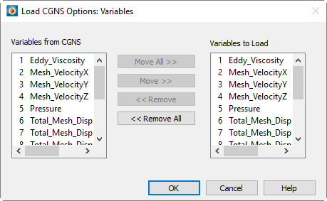 load cgns options variables