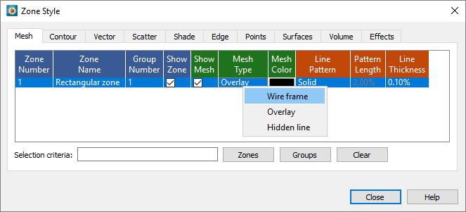 zone style context menu