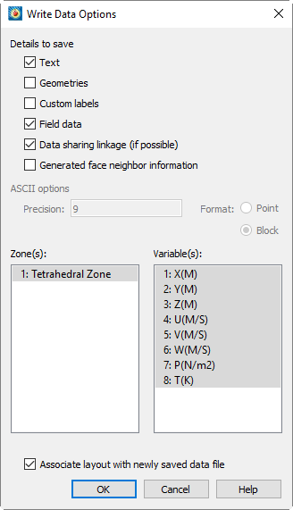 write data file options