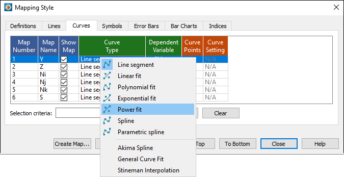 choose extended curve fit