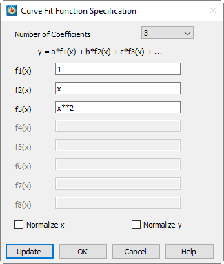 curve fit function specifications