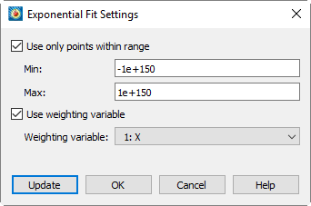 exponential fit settings