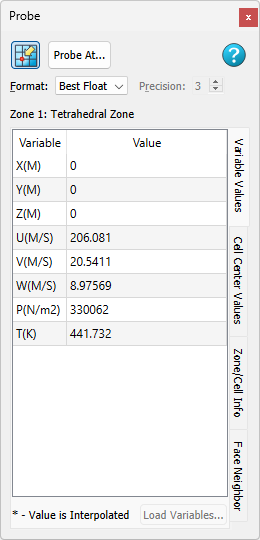 probe var values