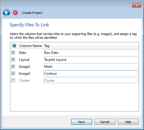create project specify files to link csv