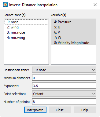 inverse distance interpolation