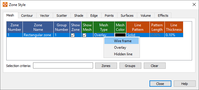 zone style context menu