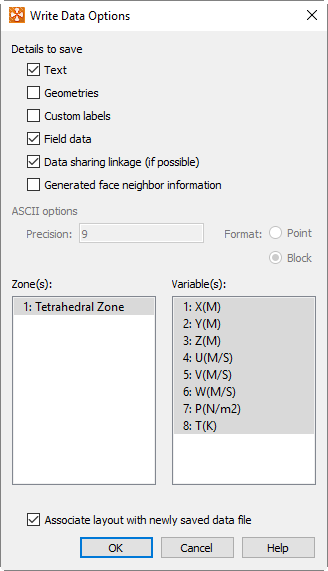 write data file options