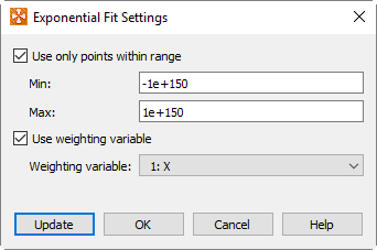 exponential fit settings