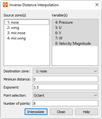 inverse distance interpolation