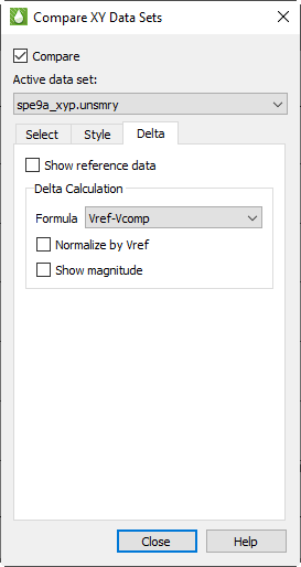compare data sets delta
