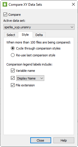 compare data sets options