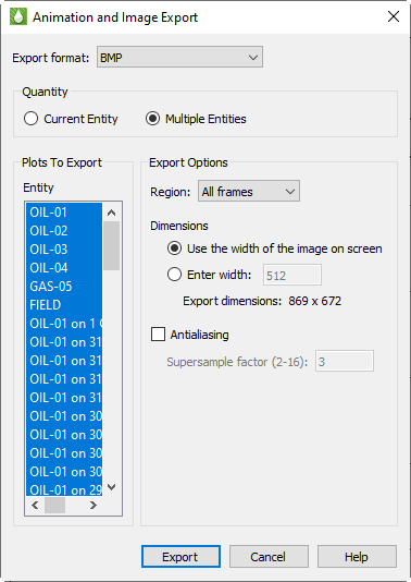 export multiple entities