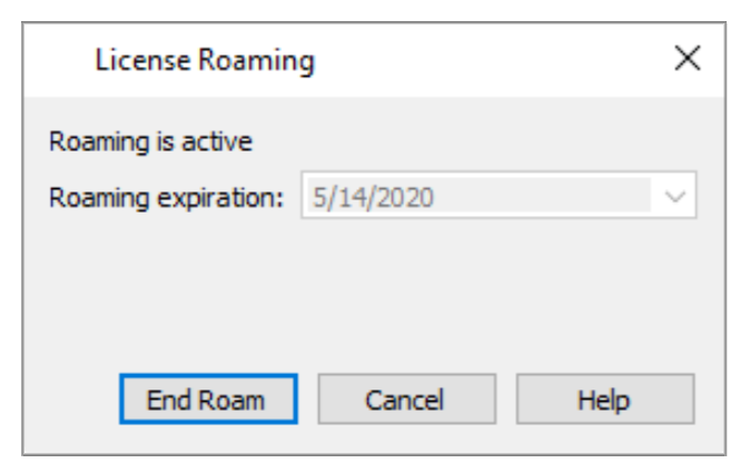 license roaming end