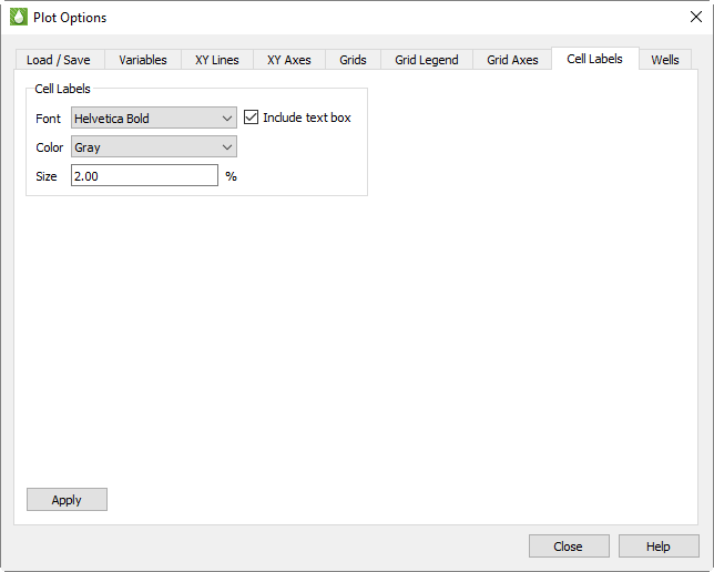 plot options cell labels