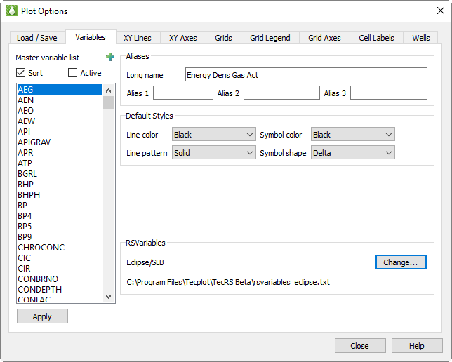 plot options variables